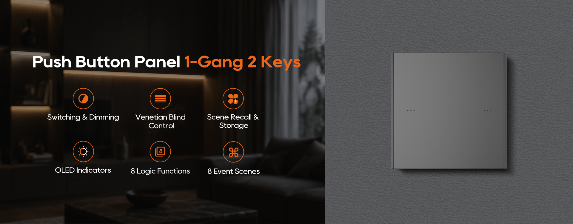 1-Gang 2-Button Push Button Panel Detail