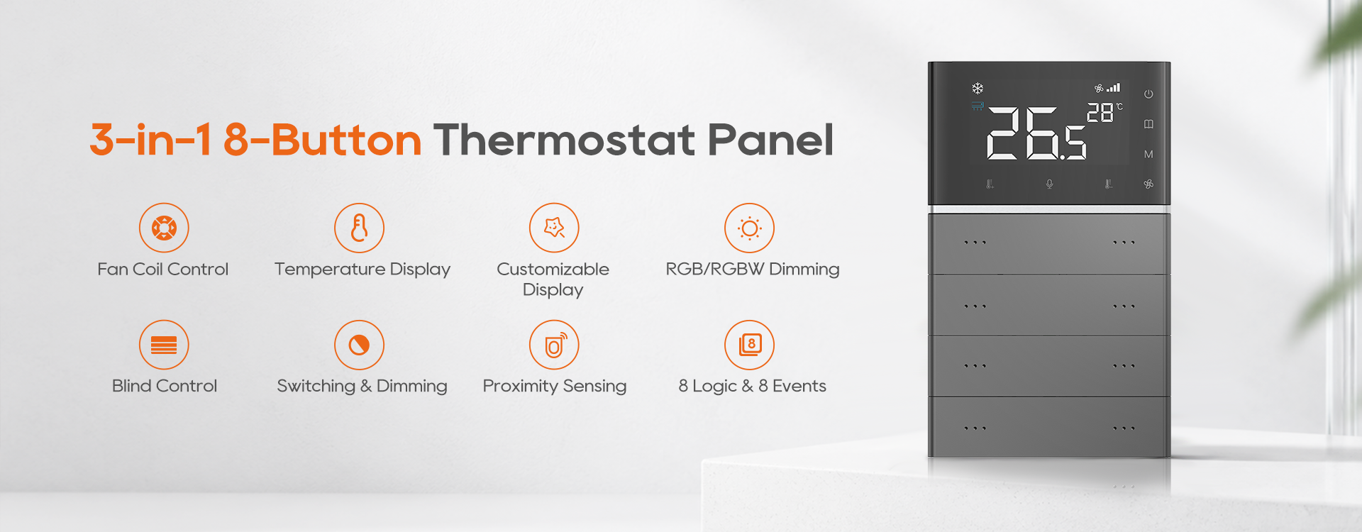 3-in-1 8-button Thermostat Panel Detail1